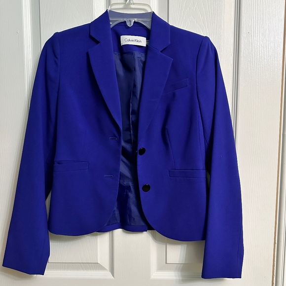 SIZE 2P Calvin Klein royal blue two button blazer jacket - Picture 1 of 1